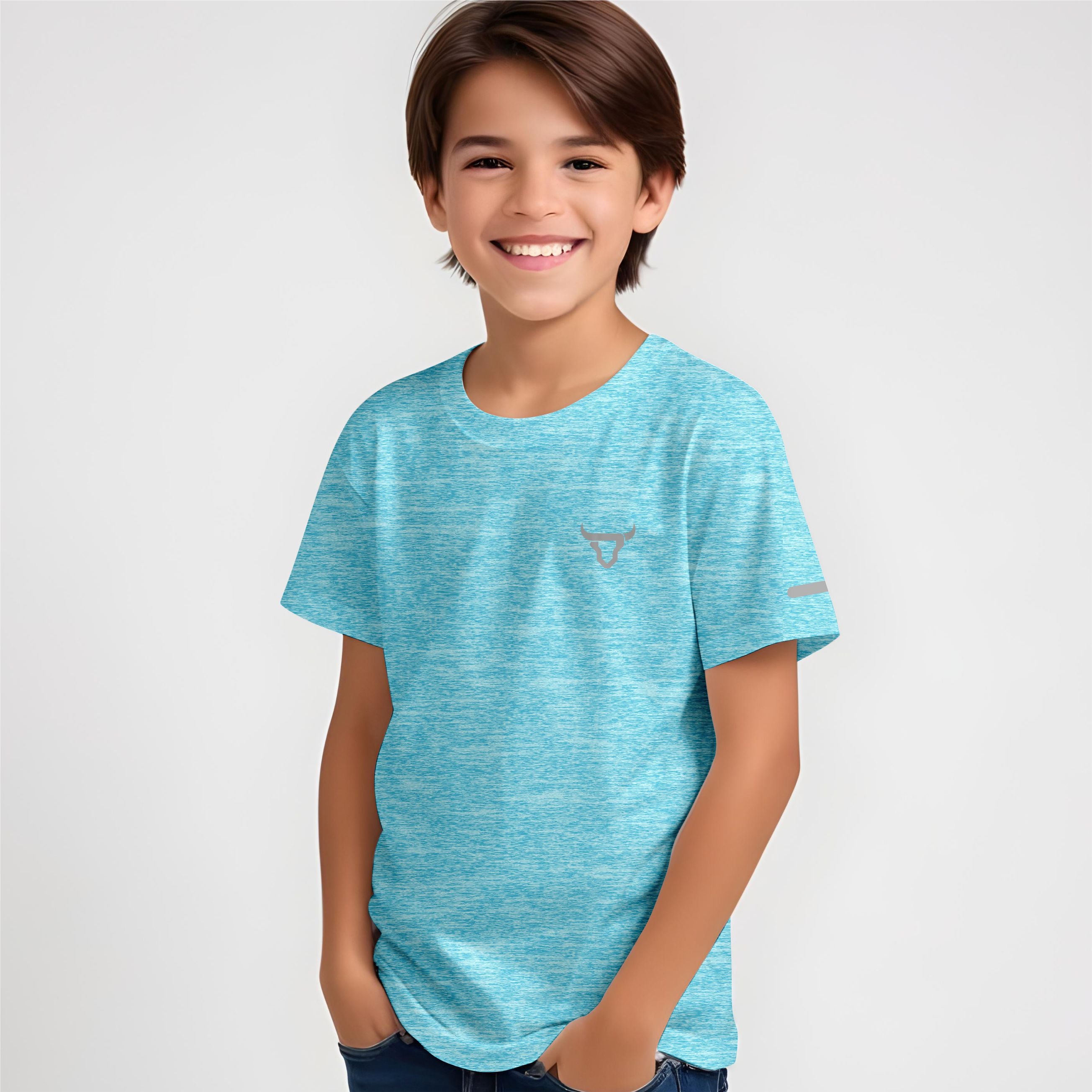 Toro Activa Kids  Short Sleeve Dry-fit Shirt Melange Blue