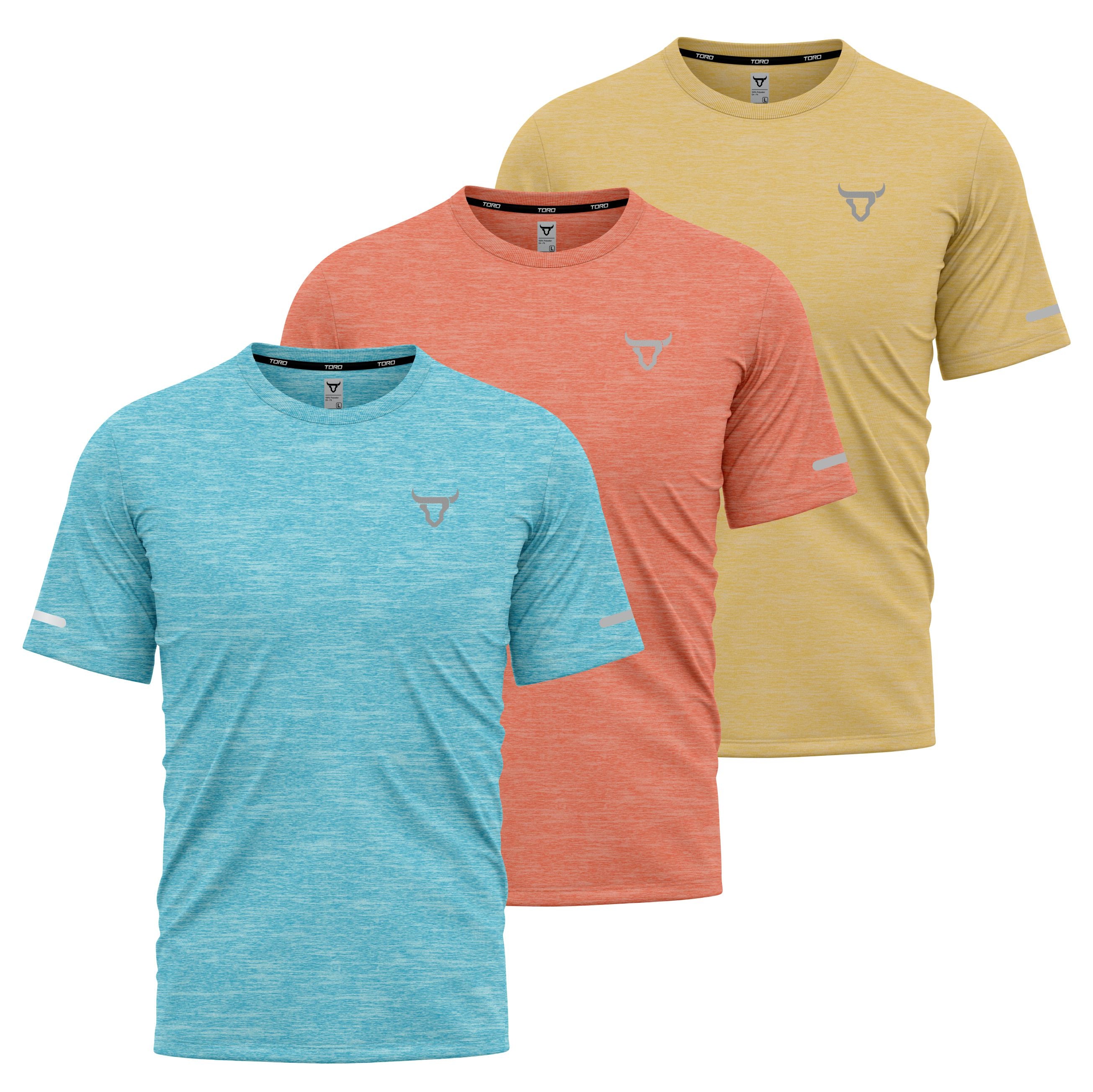 Toro Activa Youth Melange Performance Tee - 3-Pack Bundle Orange blue Yellow TORO ACTIVA