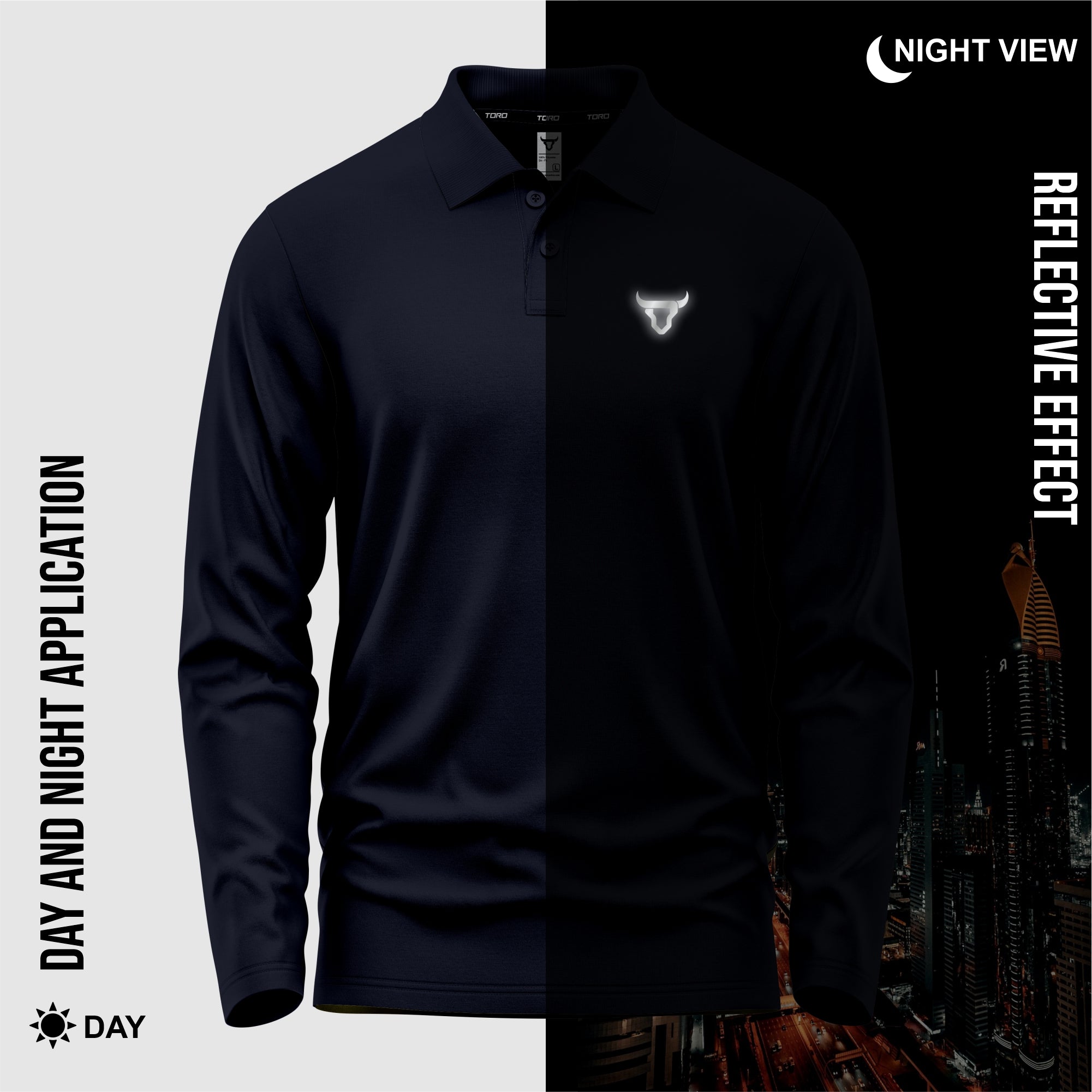 Toro Activa Mens Full Sleeve Polo Shirt Navy