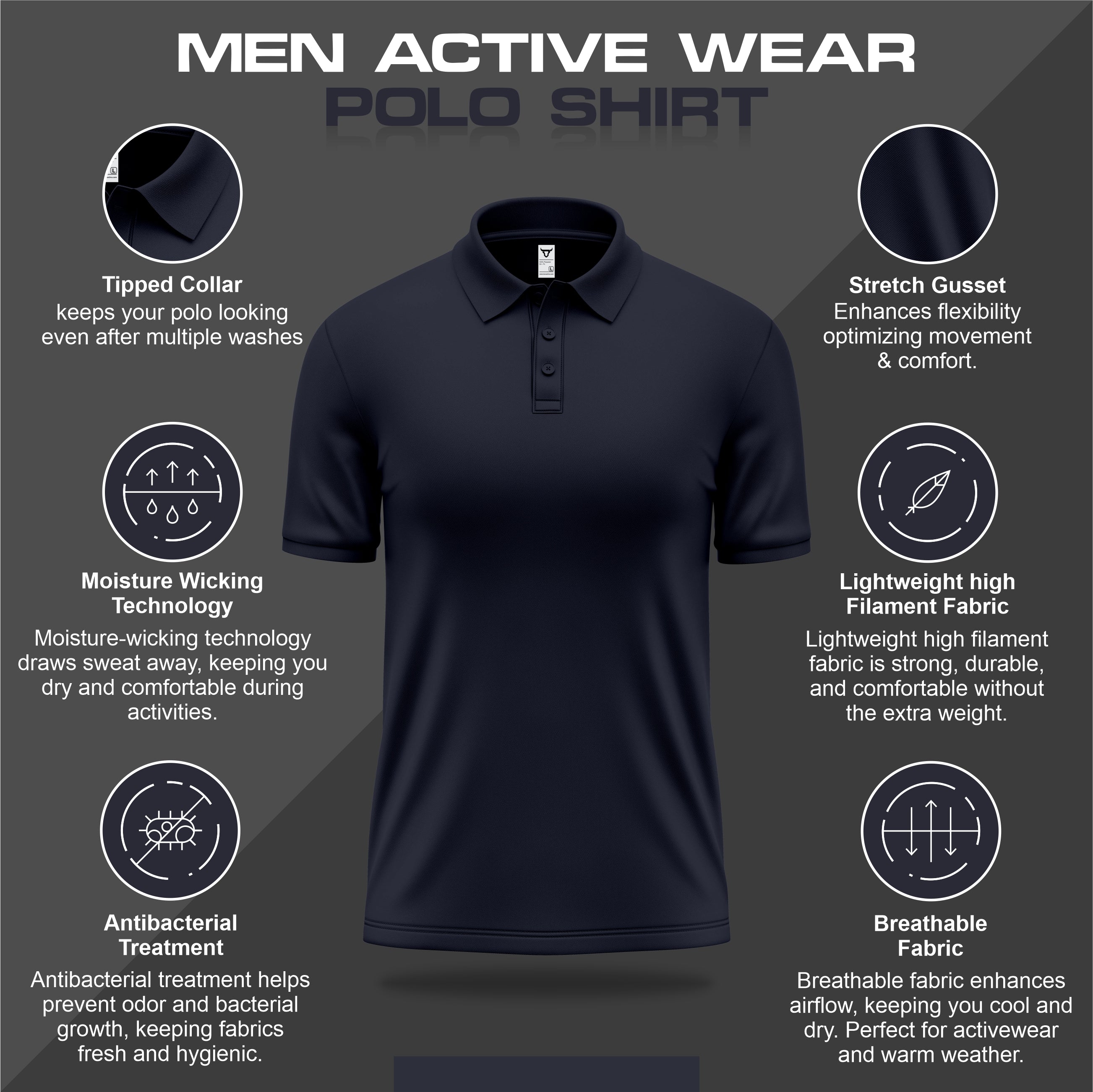 Toro Activa Essentials Plain Half Sleeve polo Shirt Pack of 3 TORO ACTIVA