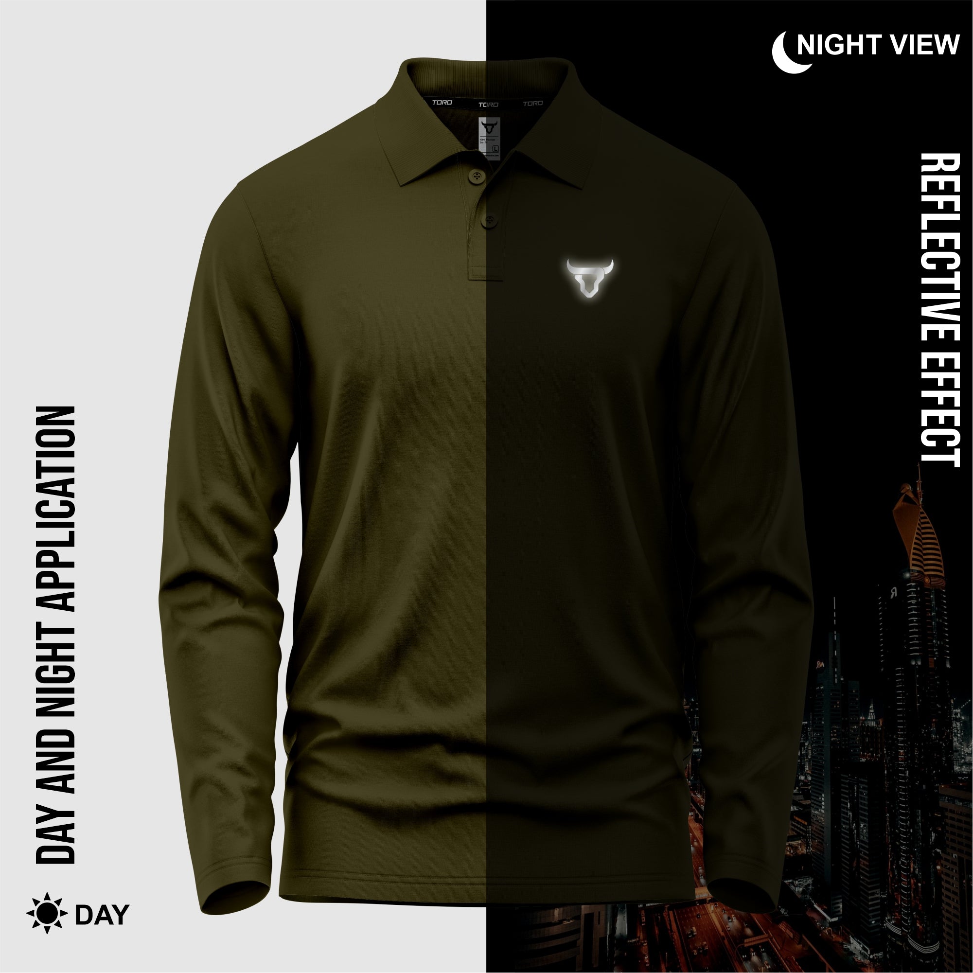 Toro Activa Mens Full Sleeve Polo Shirt OLIVE