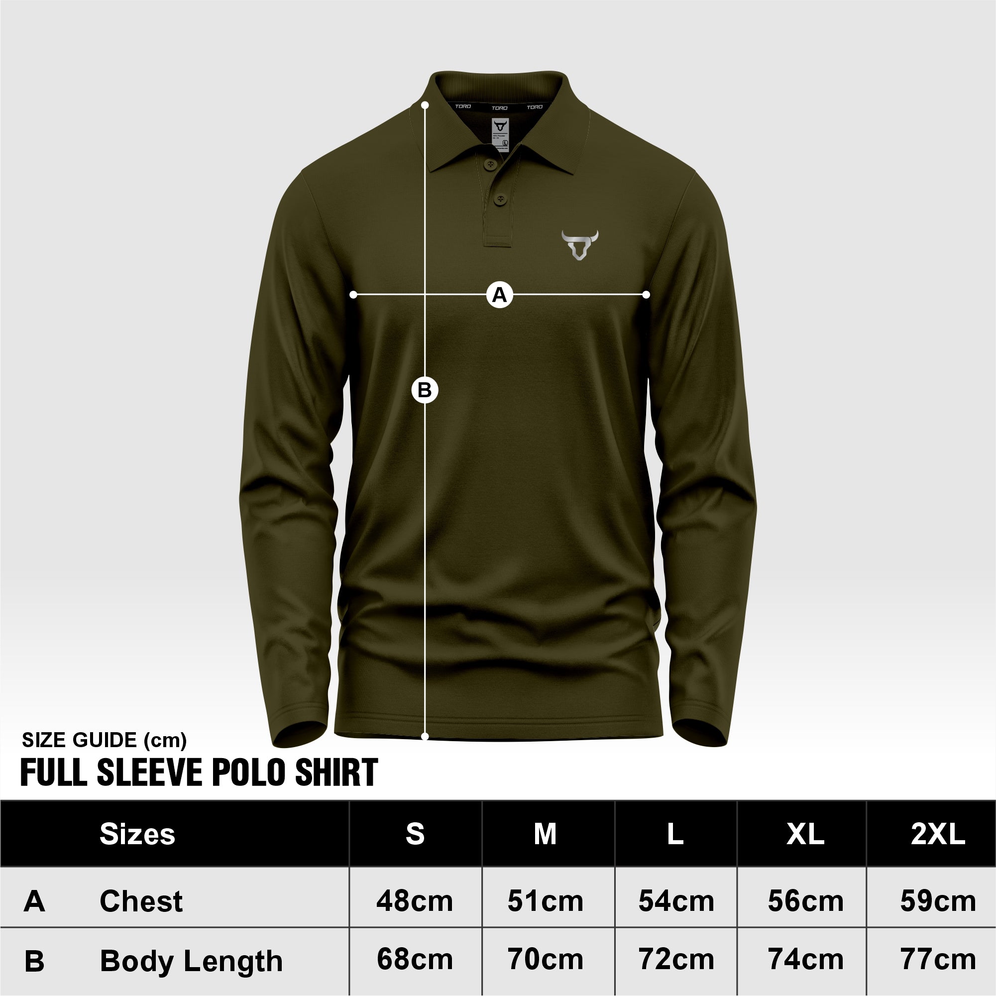 Toro Activa Mens Full Sleeve Polo Shirt OLIVE
