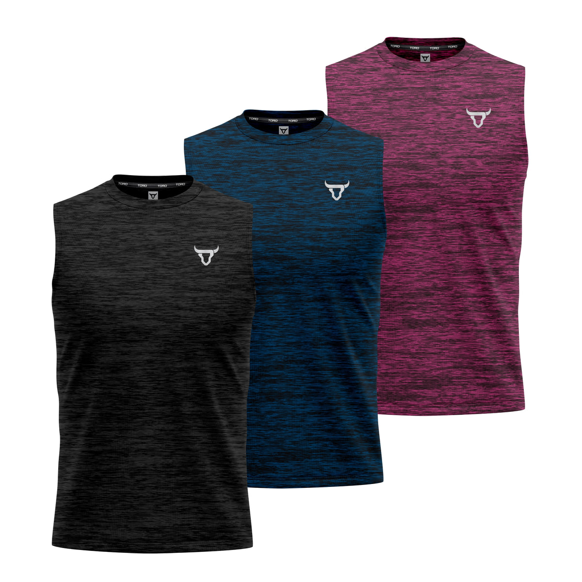 Toro Activa Tank Top Set of 3 for Men Black Blue Maroon
