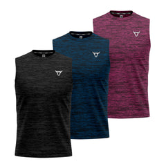 Toro Activa Tank Top Set of 3 for Men Black Blue Maroon