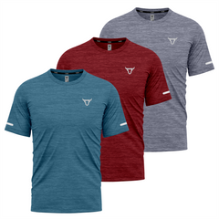Toro Activa Youth Melange Performance Tee - 3-Pack Bundle Grey Teal Red TORO ACTIVA
