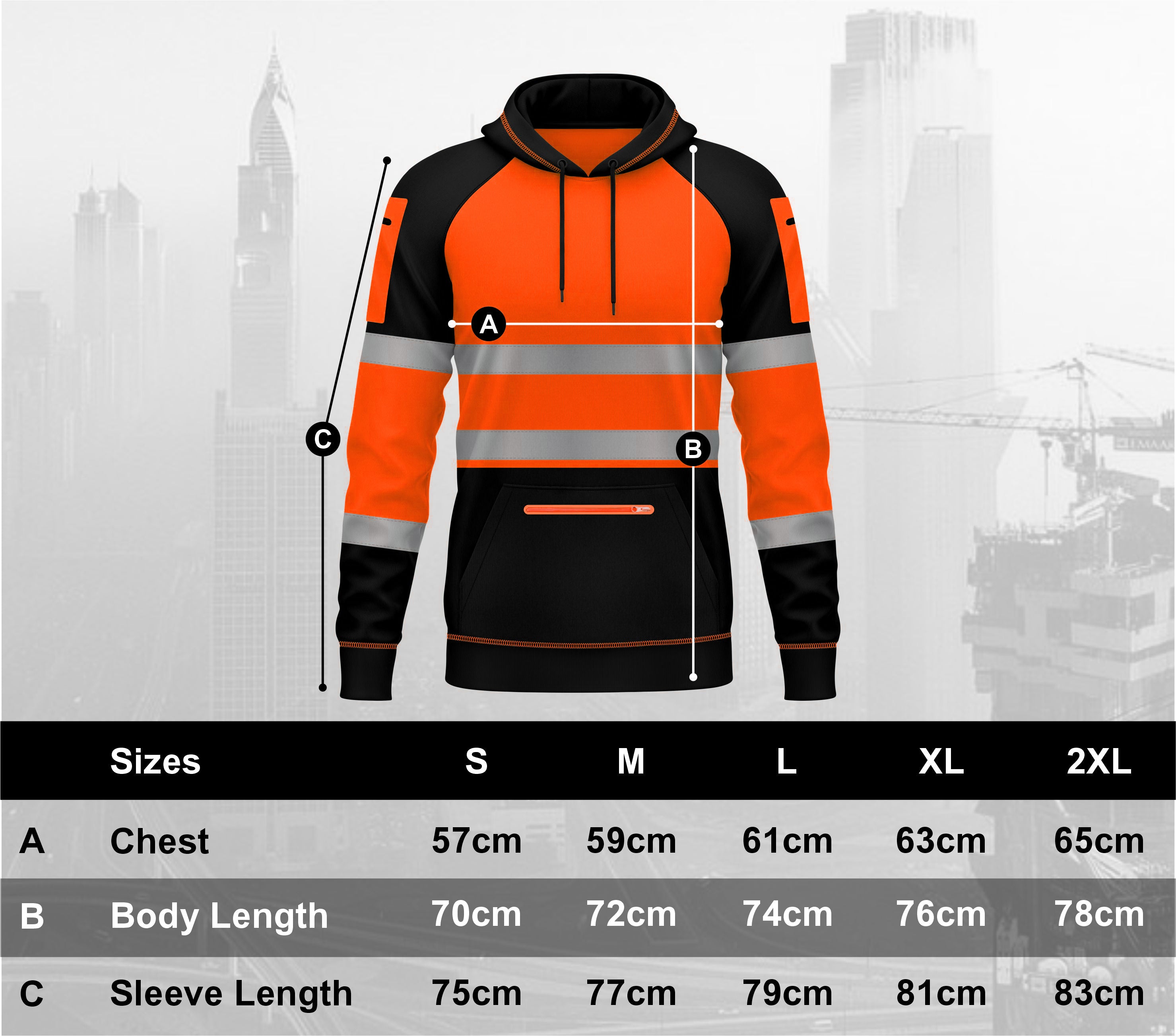 Toro Activa Hi-Vis Pullover Fleece Hoodie 1002 - Orange/Black TORO ACTIVA