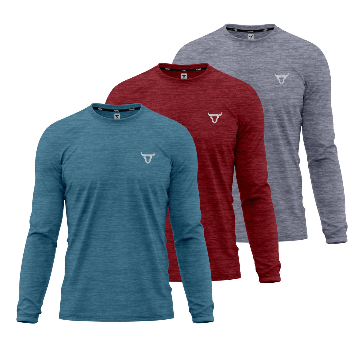 Toro Activa PrimeFlex Melange Long Sleeve Tee - 3 Colour Pack Grey Teal Red TORO ACTIVA