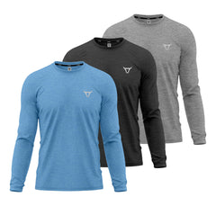 Toro Activa Charcoal Full Sleeve Dry-Fit Shirt Pack of 3