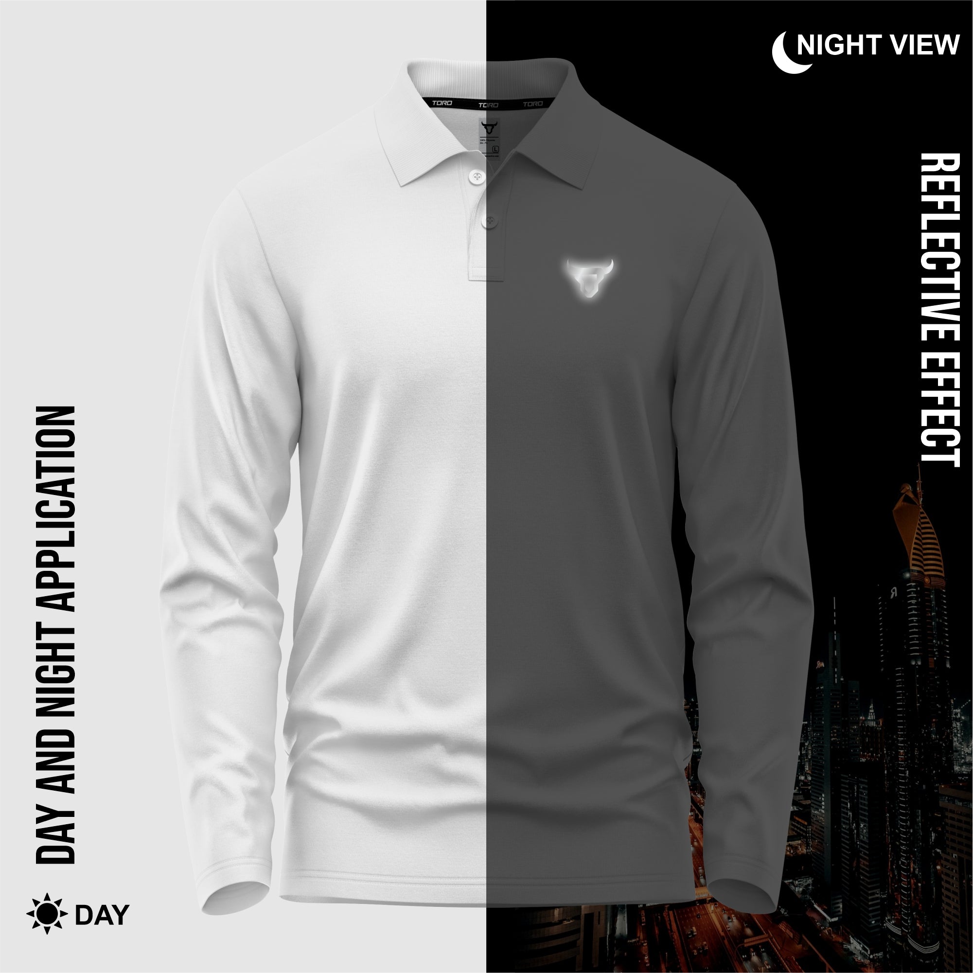 Toro Activa Mens Full Sleeve Polo Shirt WHITE