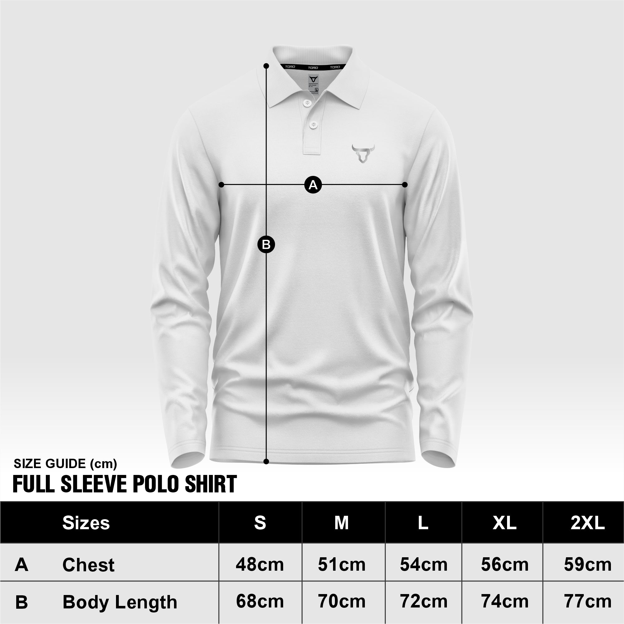 Toro Activa Mens Full Sleeve Polo Shirt WHITE